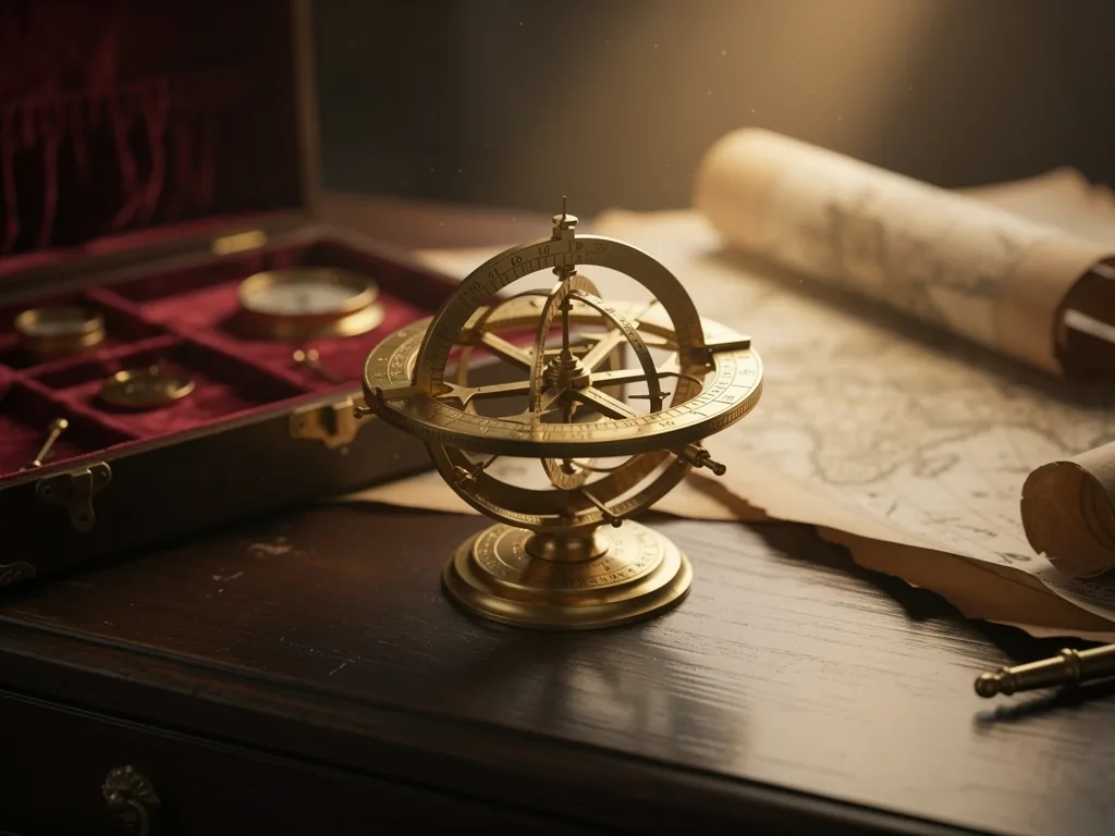 Antique navigation tools representing digital transparency